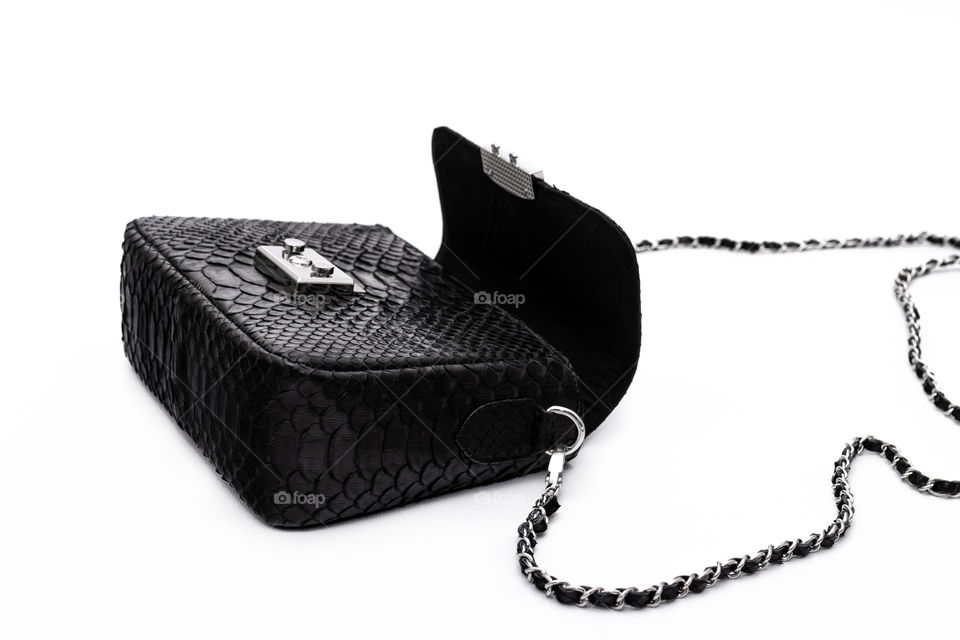 Fashion luxury snakeskin python handbag.