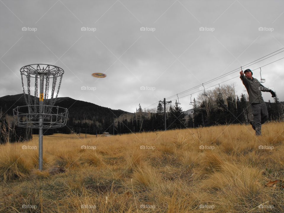 Disc golf at Arizona Snowbowl in Coconino National Forest near Flagstaff Arizona