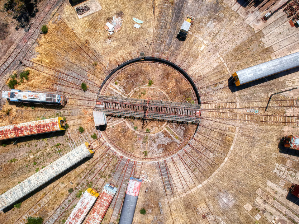 Aerial view of the Tailem Bend Railway Turntable