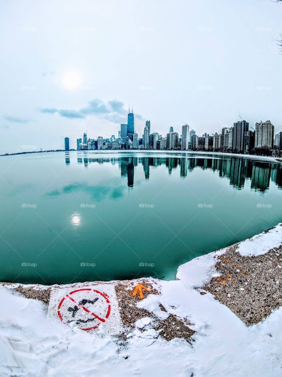 Chicago skyline in winter