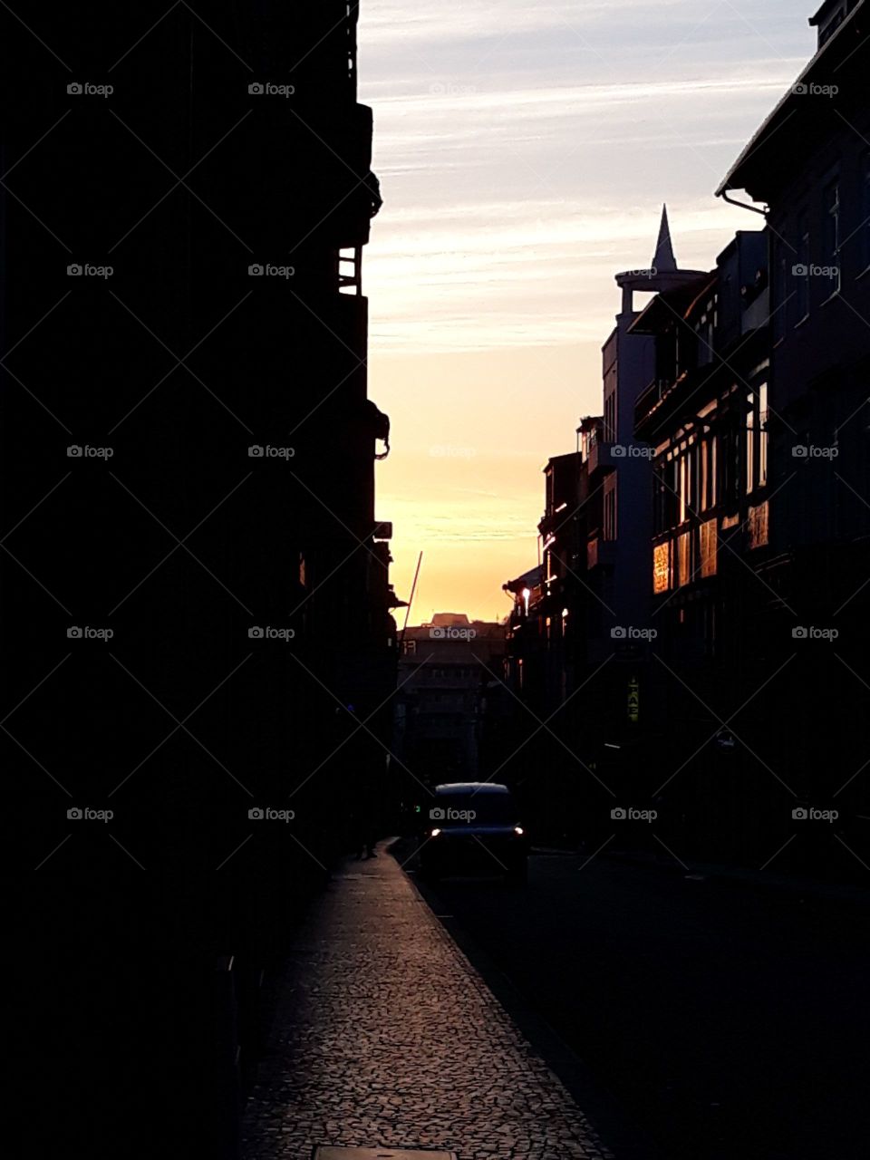 Sunset in Oporto street