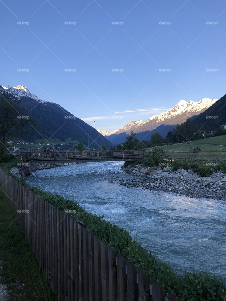 Sunrise over Mountain River , Austrian Alps