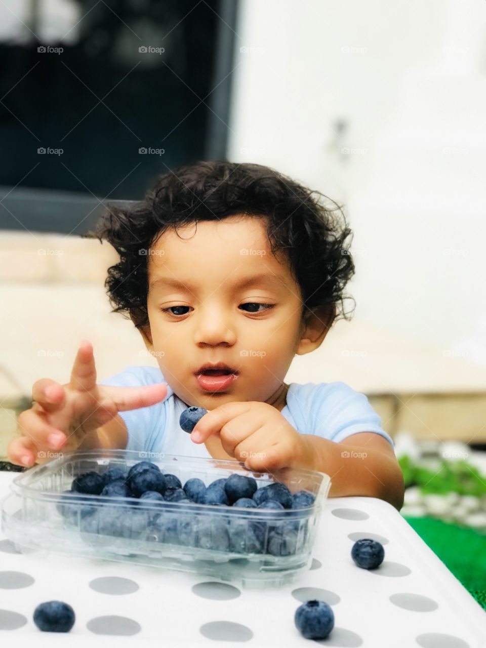 My baby eating blueberries 