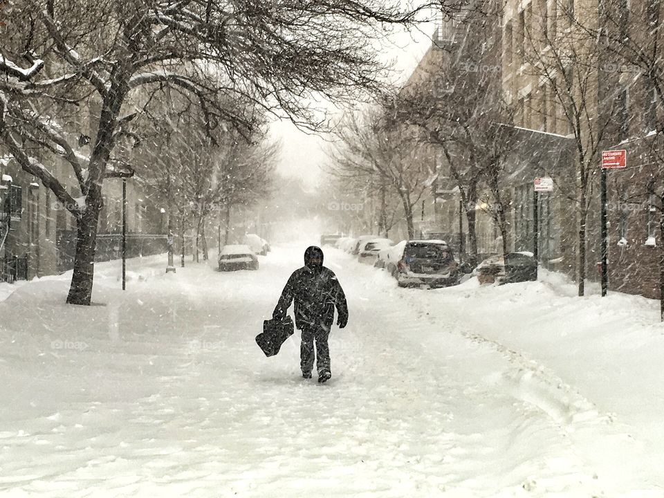 Delivery Man in the Blizzard, New York City 