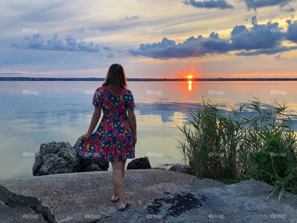 Woman at sunset