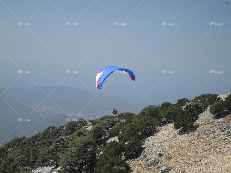 Paragliding off a mountain in Turkey
