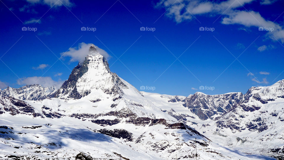 View of mountain peak in Matterhorn, Switzerland