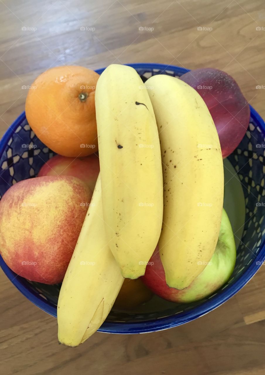 Healthy Fruit Platter with Bananas Apples and Orange