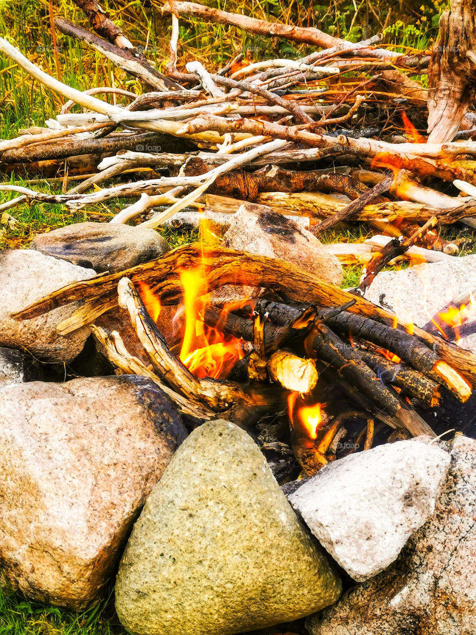 Camping fire in the glen