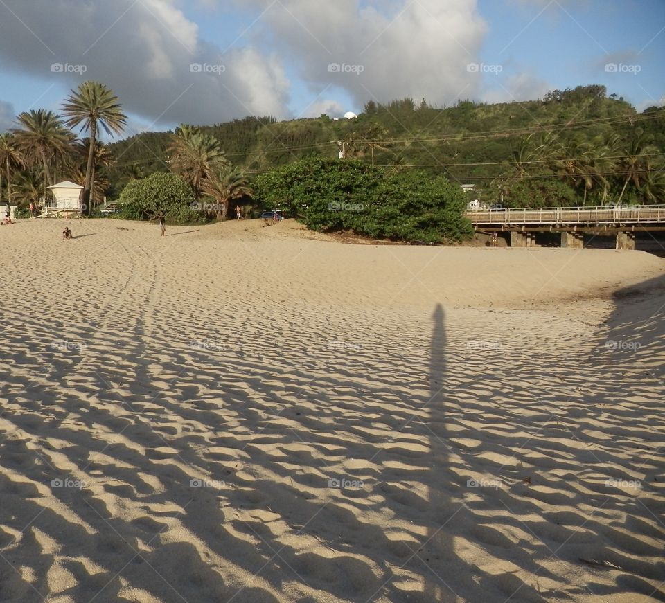 Shadows on the sand, North Shore, Hawaii, Sunset Beach 