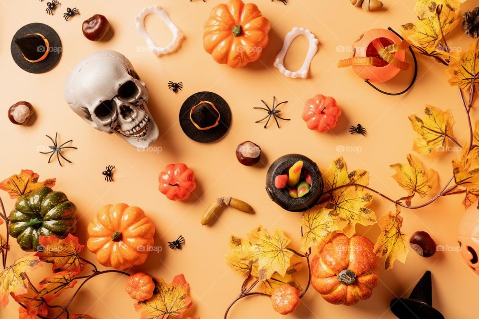 Halloween spooky flatlay