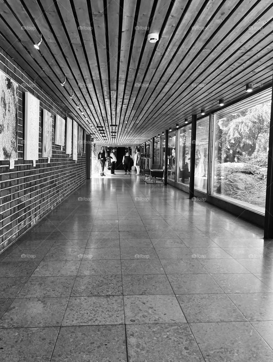 Corridor in Hotel Rantapuisto @Ramsinniemi, Helsinki, Finland. Designed by architect couple Ragnar Ypyä and Martta Martikainen-Ypyä 1963.