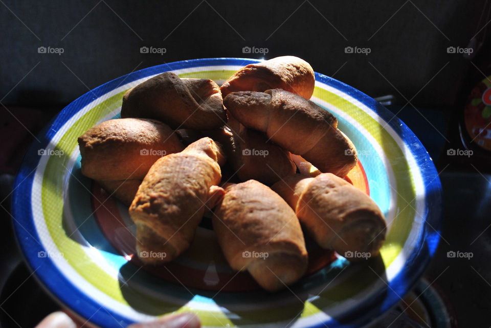 Home made  baked croissants