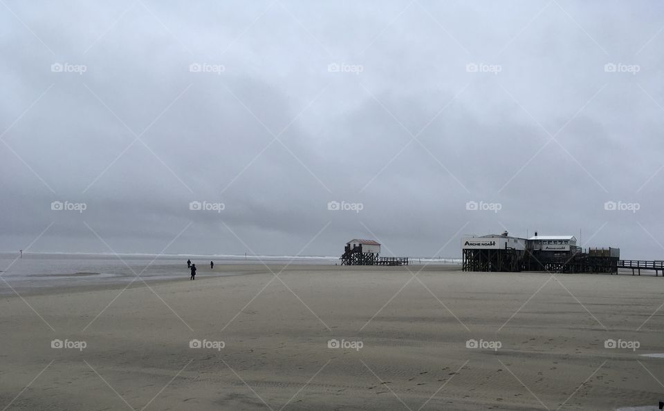 Cloudy beach Northern Germany 