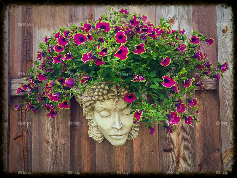 Renaissance Floral Lady. Planter with floral beauty
