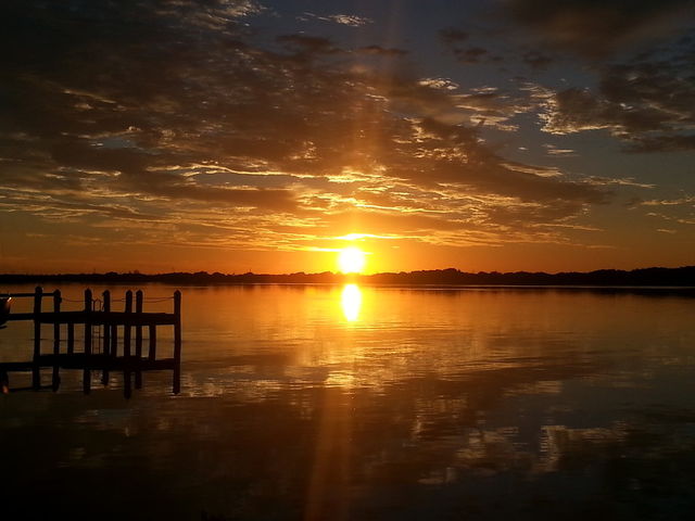 Sunrise on Peace River. Peaceful sunrise on Peace River in Punta Gorda, FL.