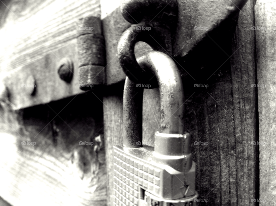 metal locked padlock black and white by judgefunkymunky