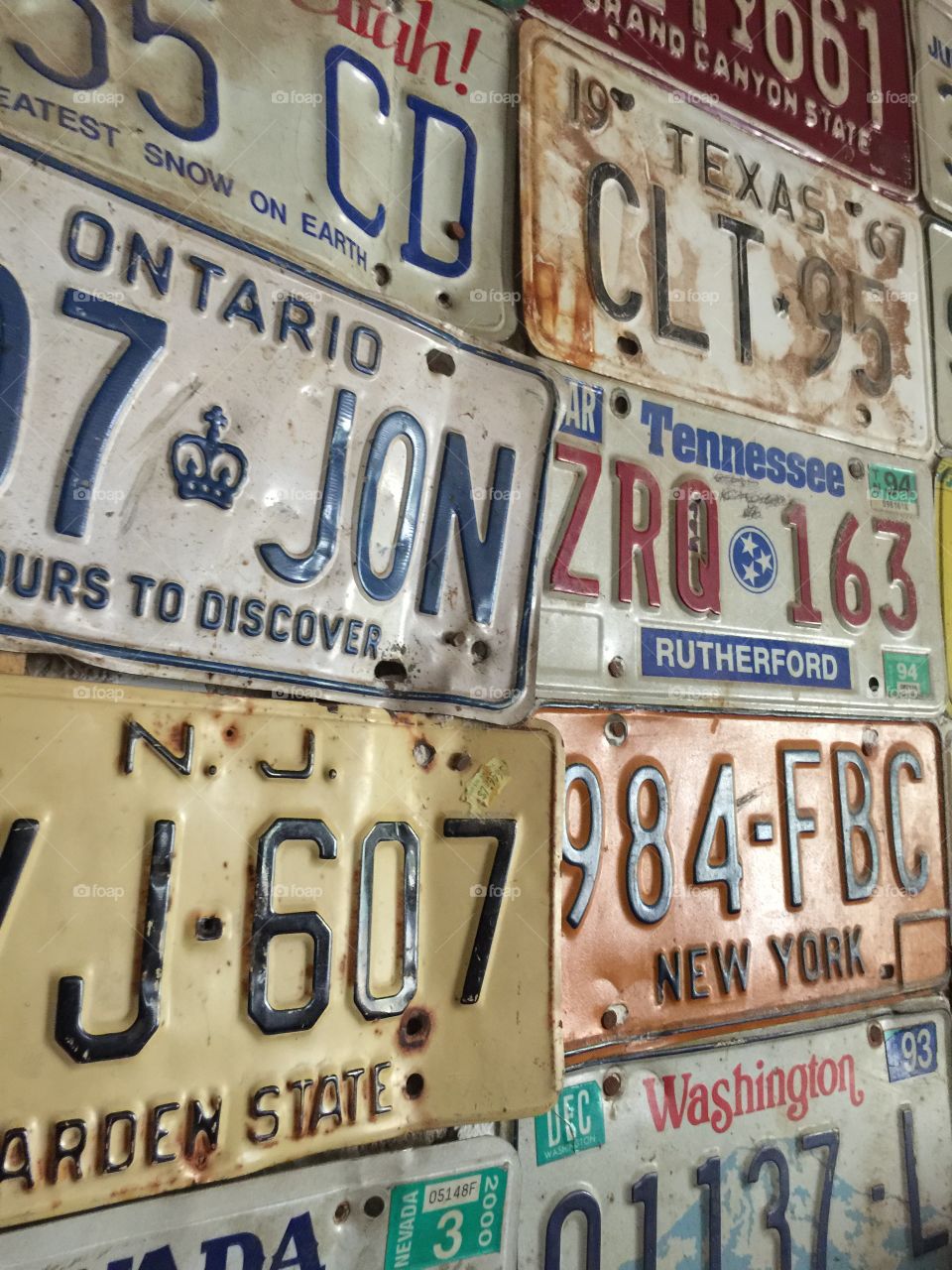 License plate textured wall