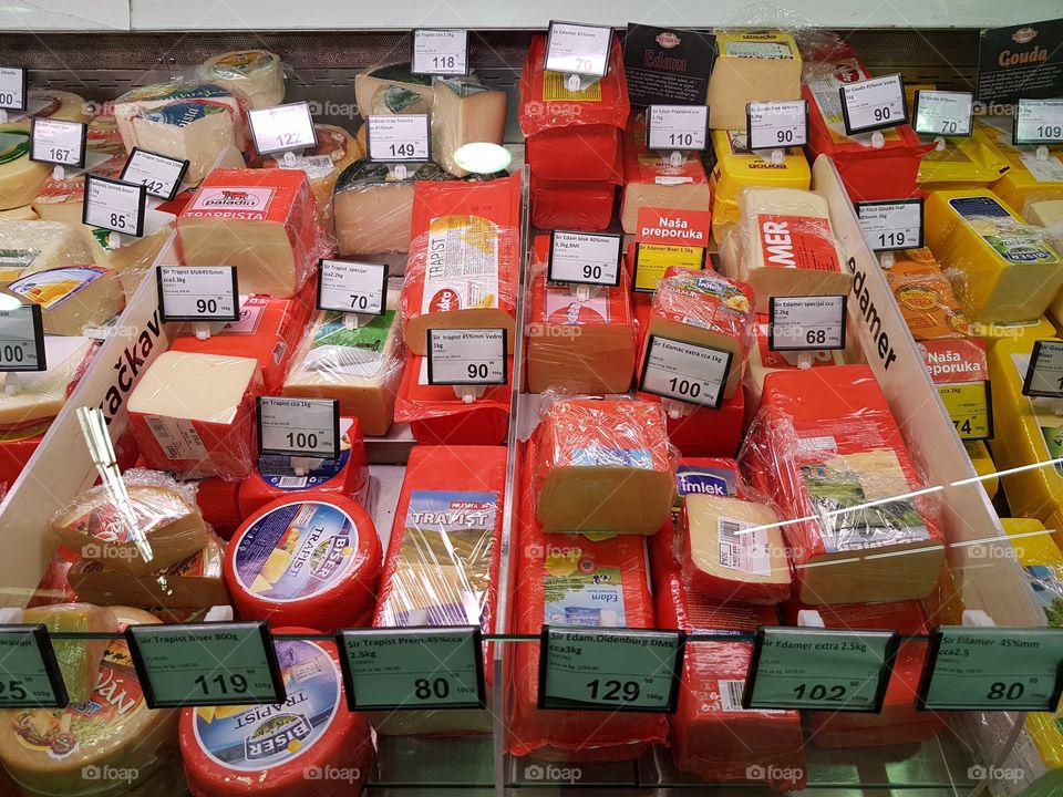 cheese in the supermarket