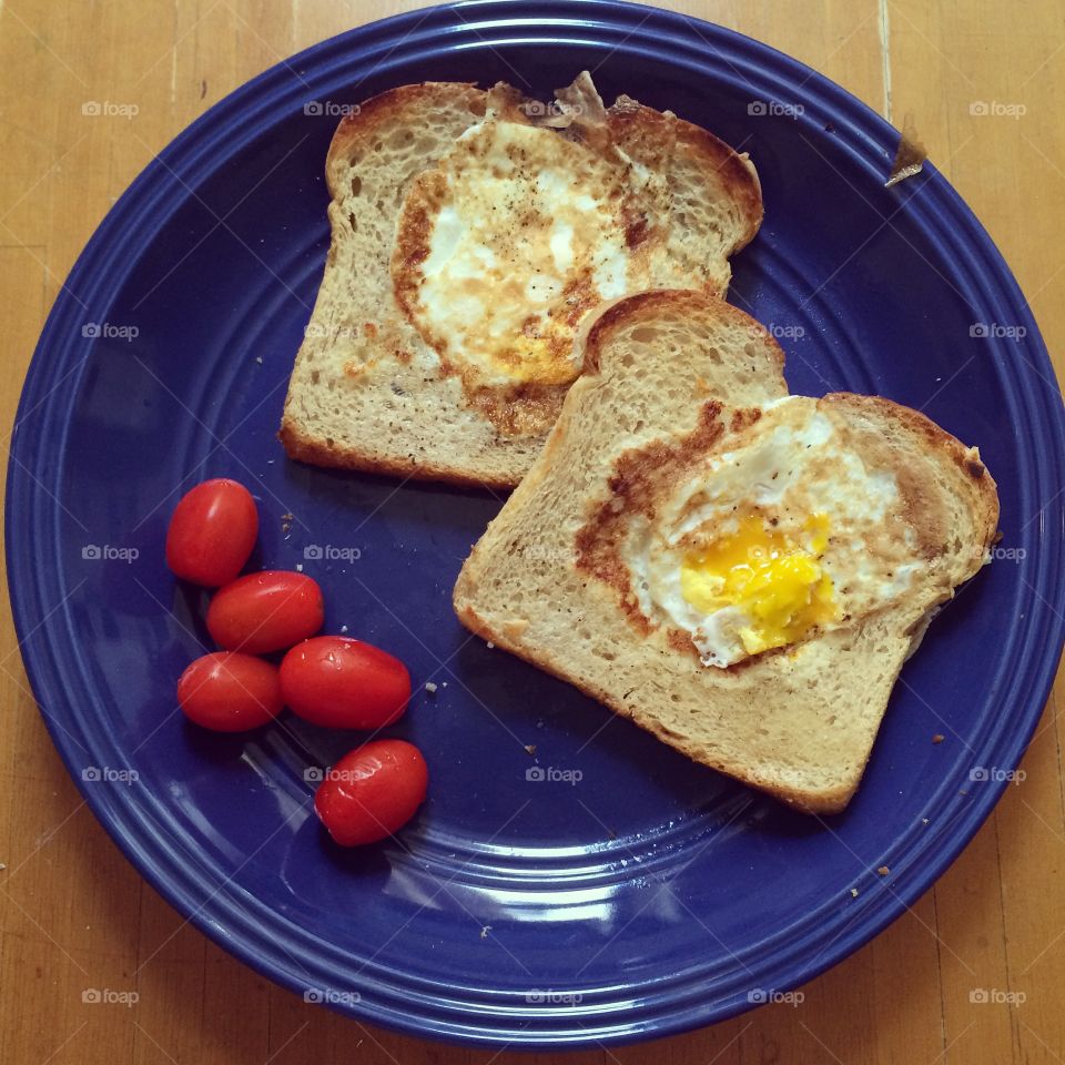 Egg with bread around it 