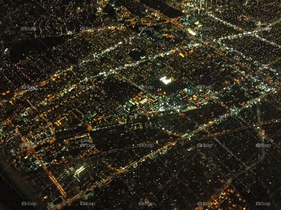 Los Angeles From a Plane. Los Angeles View from 10.000 feet at night