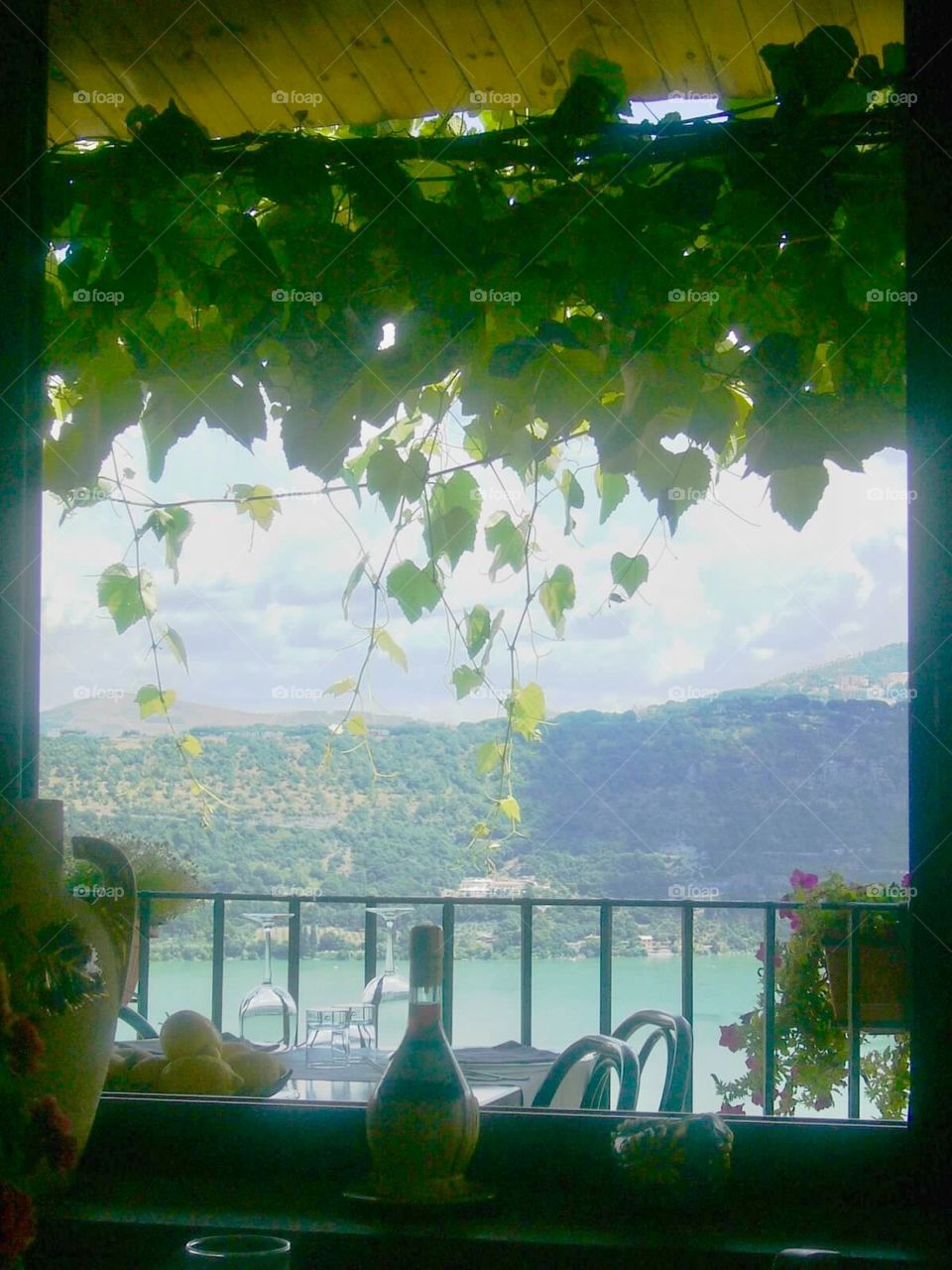 Restaurant overlooking Lake Albano Italy