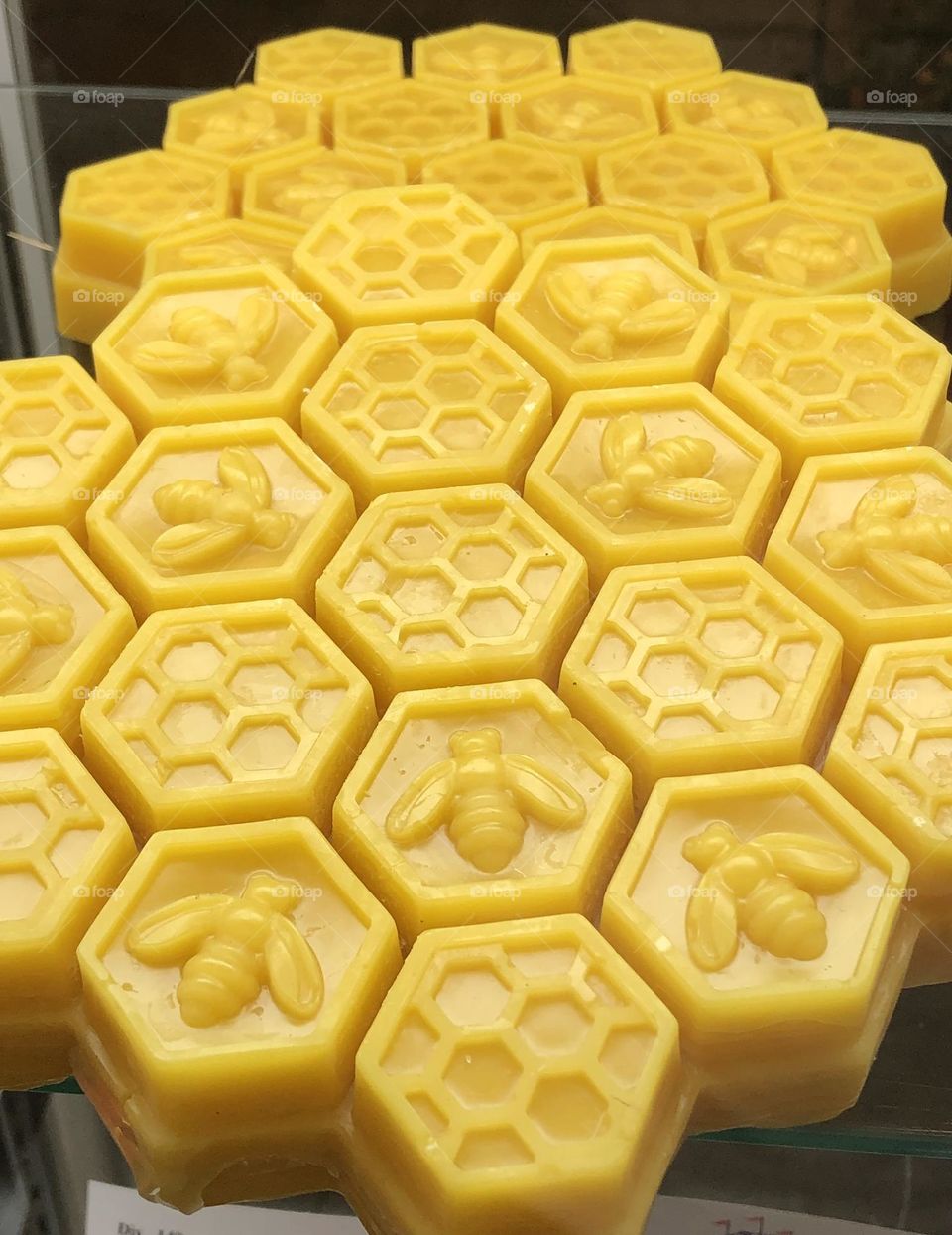 Beeswax moulded in hexagonal shape