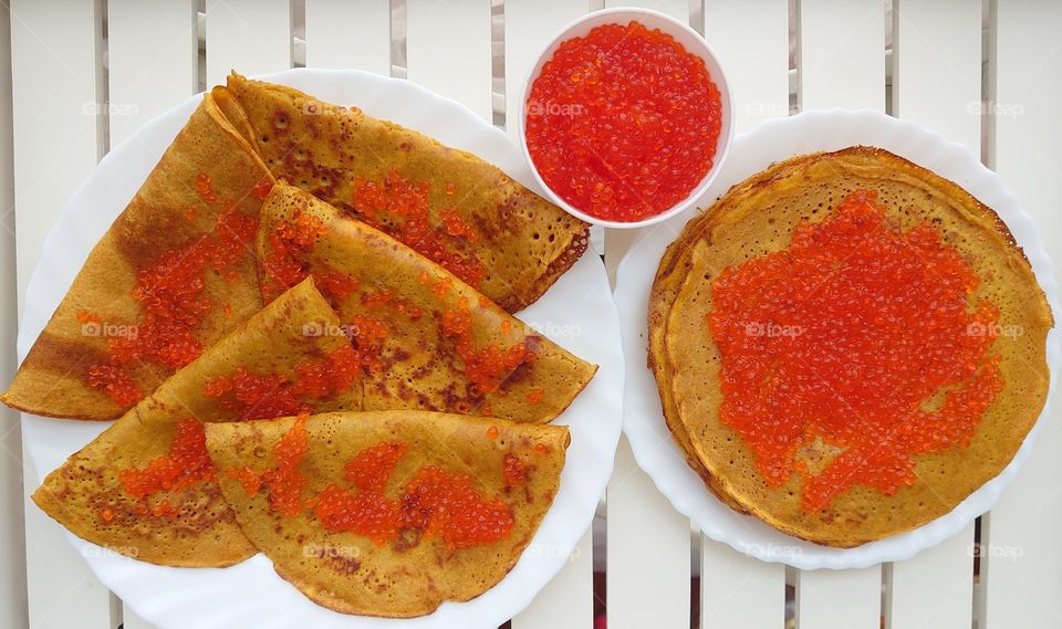 Pancakes with caviar is a Russian tradition