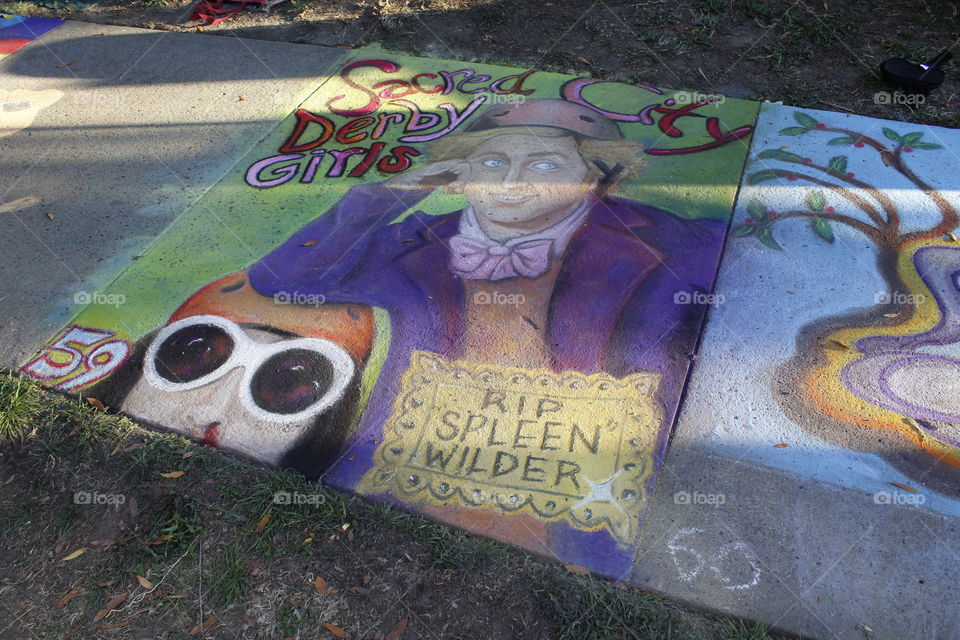 space 59 removing a great actor chalk art in downtown Sacramento California