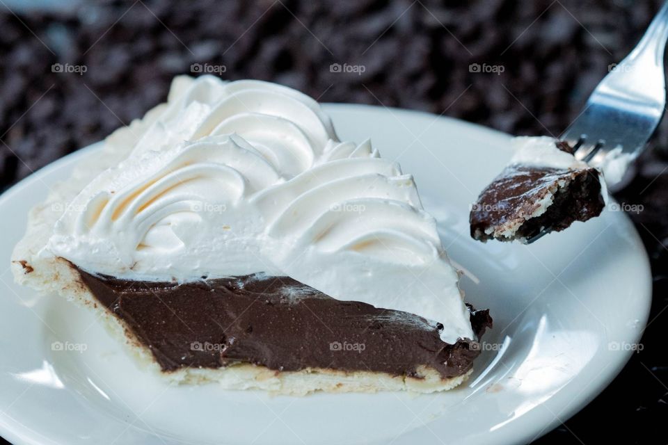 Chocolate pie with fork
