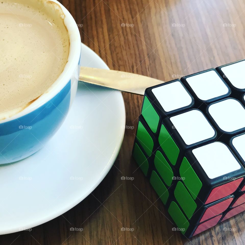 Rubik cube and coffee