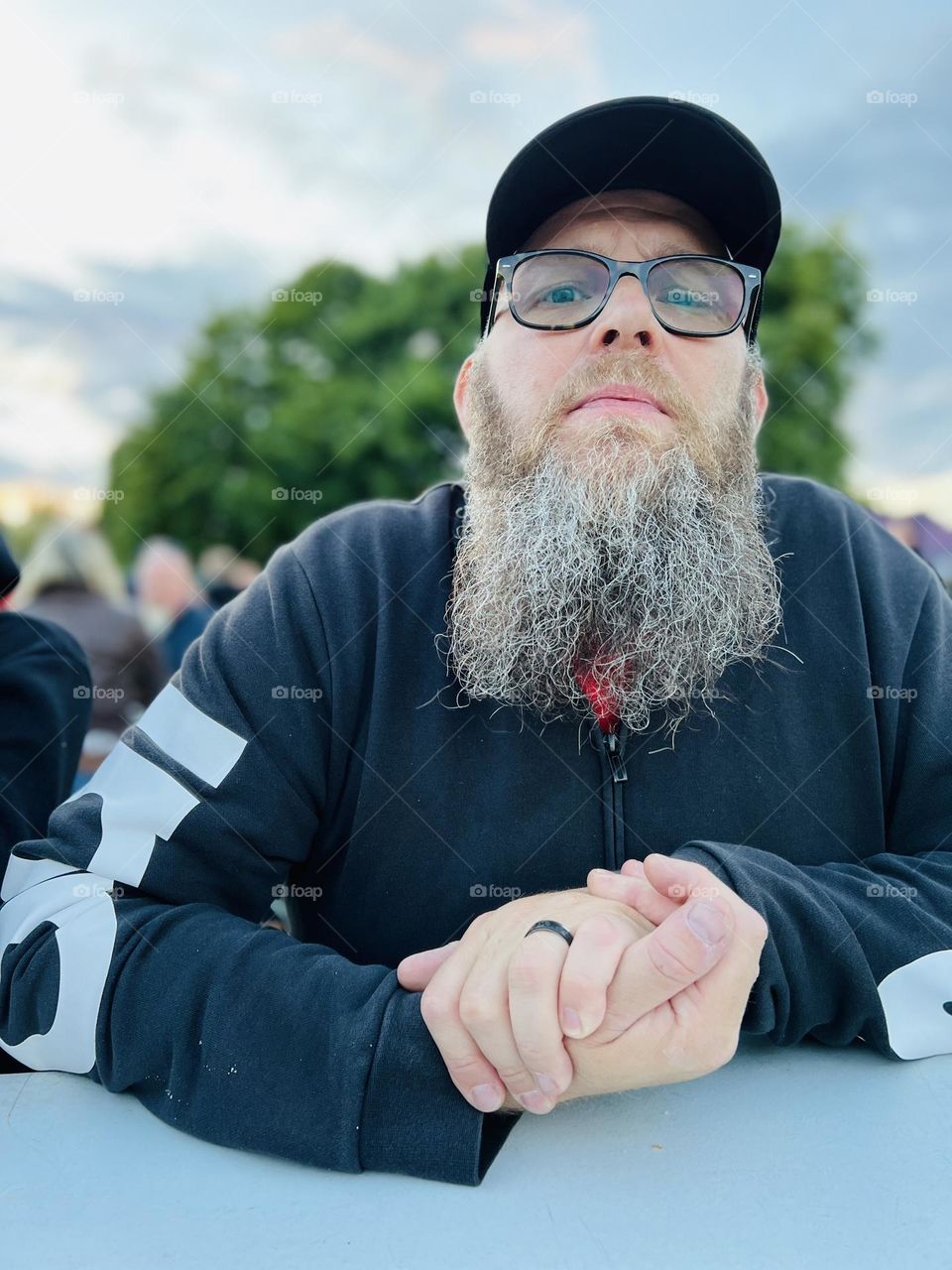 Portrait of a bearded man in he’s favorite outfit 