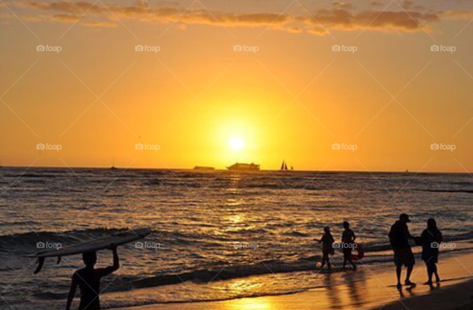 Surfer in the sunset 