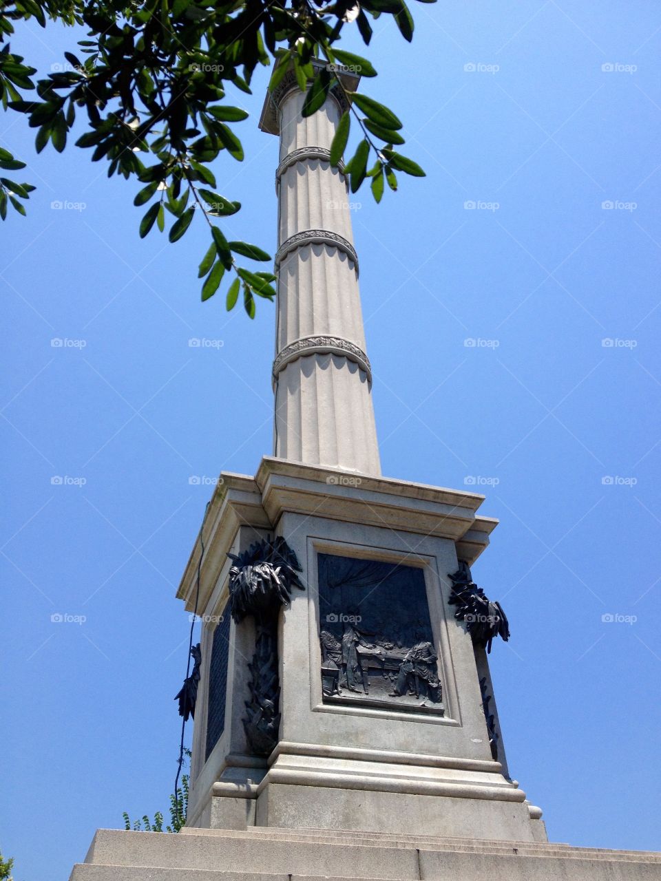 Statute high in the sky. John C. Calhoun statute in Marion Square, Charleston SC