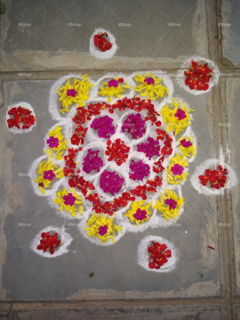 Rangoli design on the floor