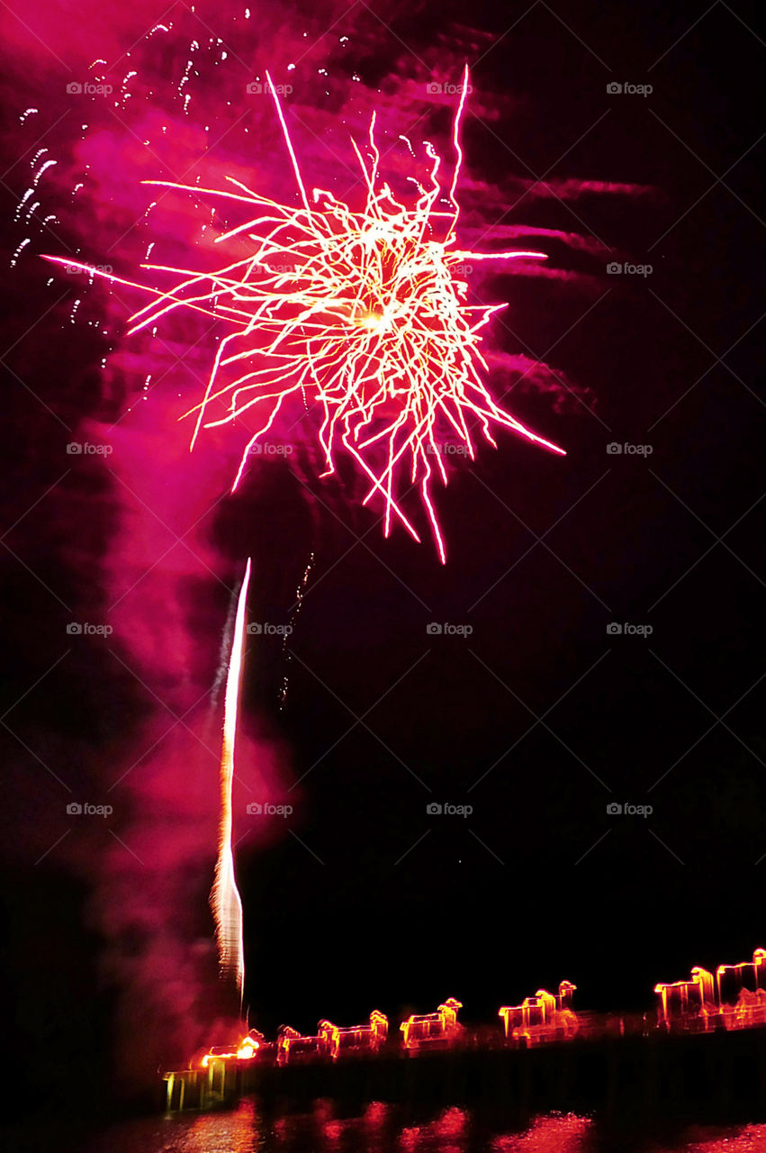 Vibrant fireworks in sky