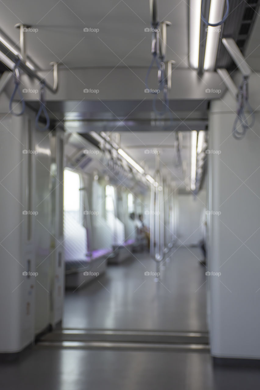 Blurry image of a passenger Subway train