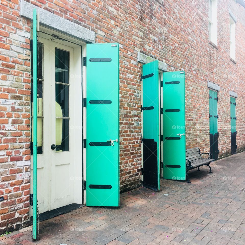 Theatre doors in New Orleans, Louisiana, USA - behind Vistor Center