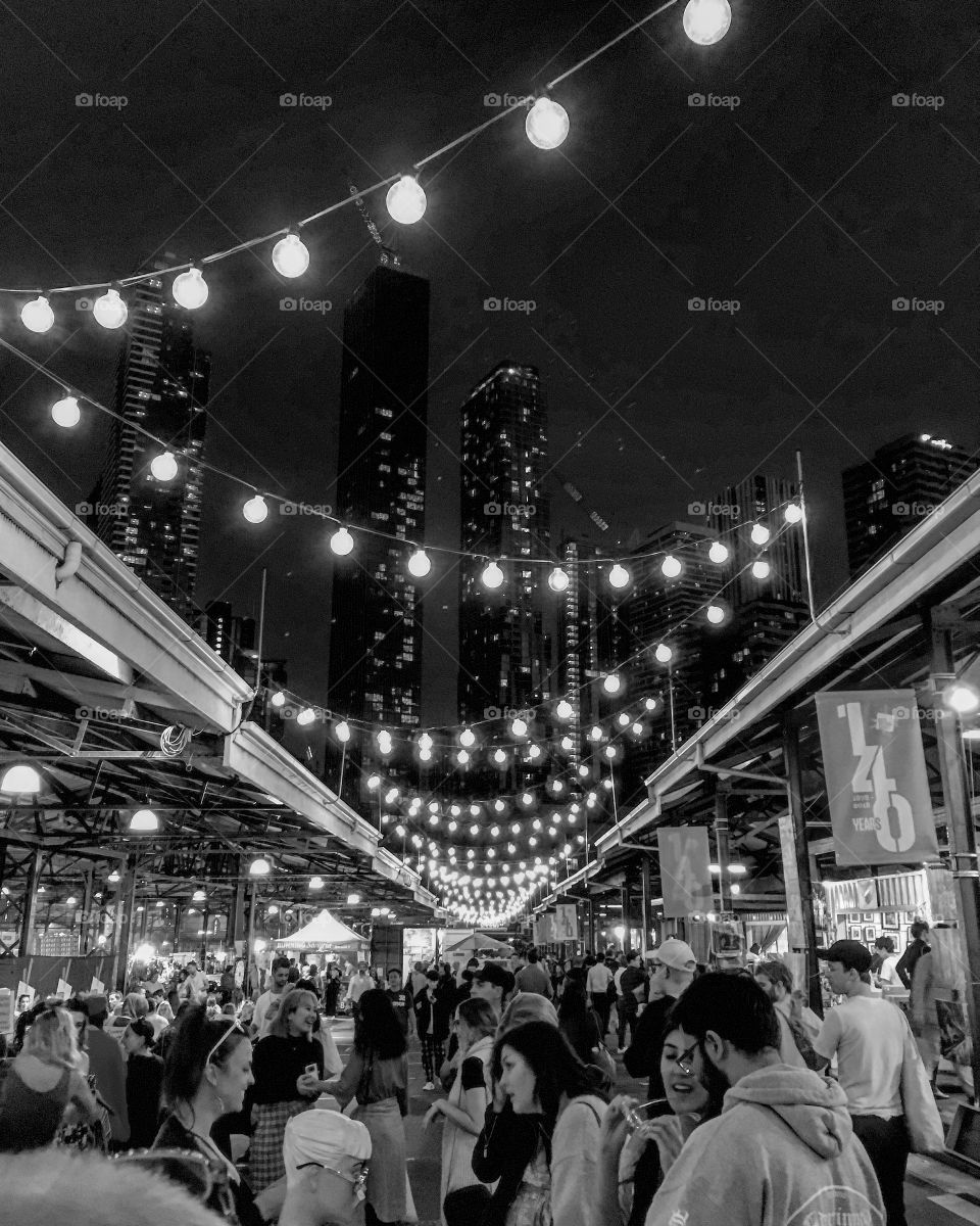 A night at a busy market in Melbourne. Night Market , Market , Queen Victoria , Melbourne , Australia , Midnight , Lights , Victoria , City , Public , Food , Q.V. 
