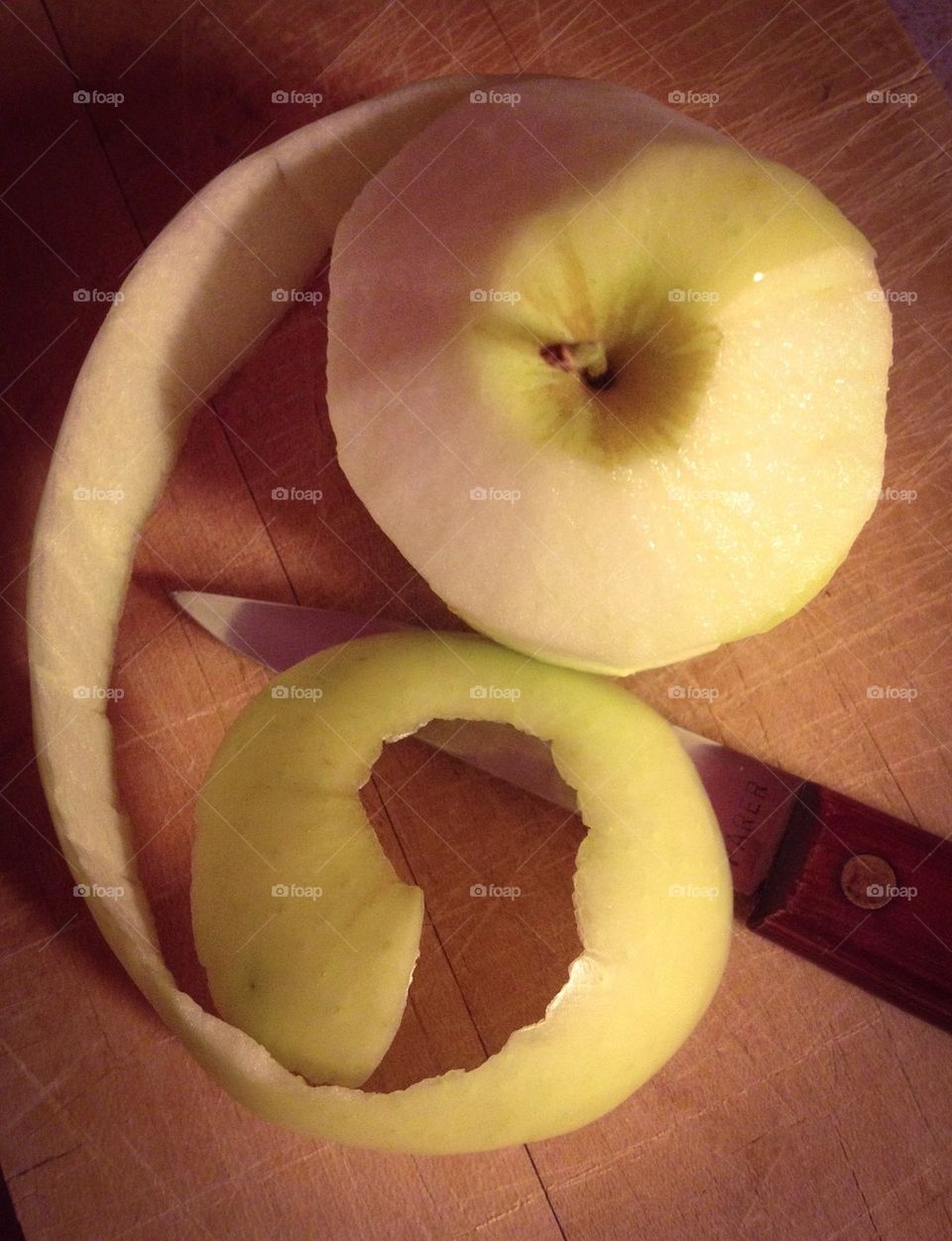 Peeling an apple