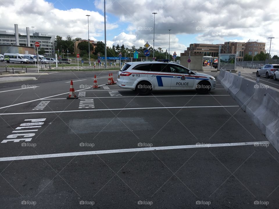 Police car in the Luxembourg airport