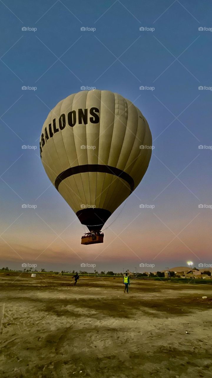 Hot air balloons in Luxor city, Egypt. 