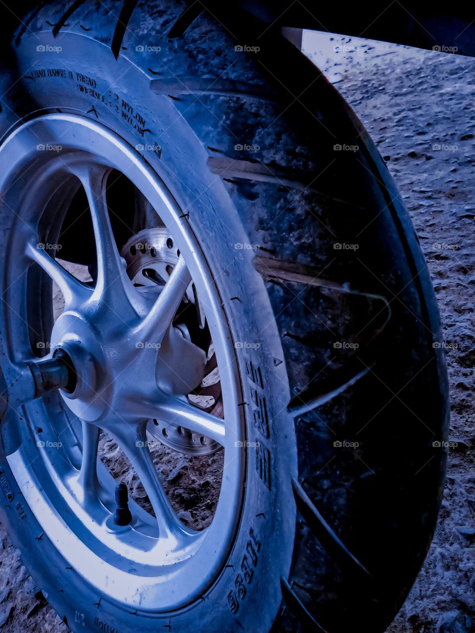 Dirty motorcycle wheels