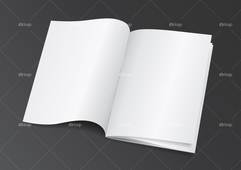 Open blank white brochure or magazine for mockup