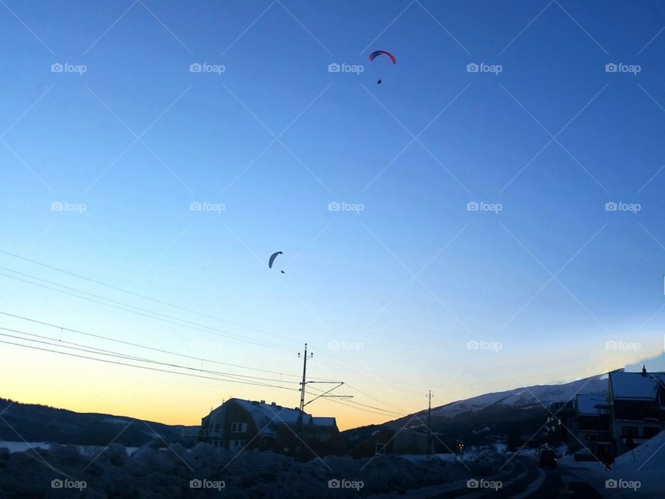 Paragliders in the sunset!