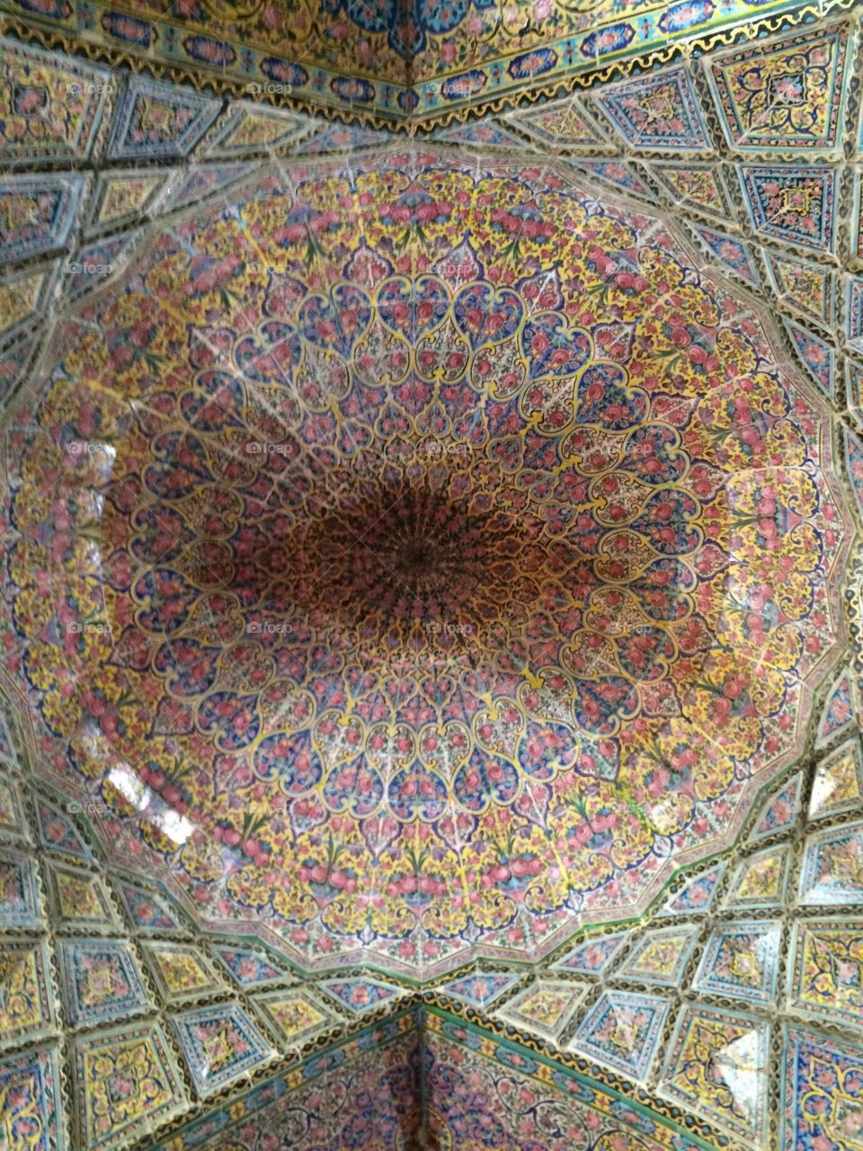 Looking up. Taken by iphone 5s in an old mosque in shiraz of iran