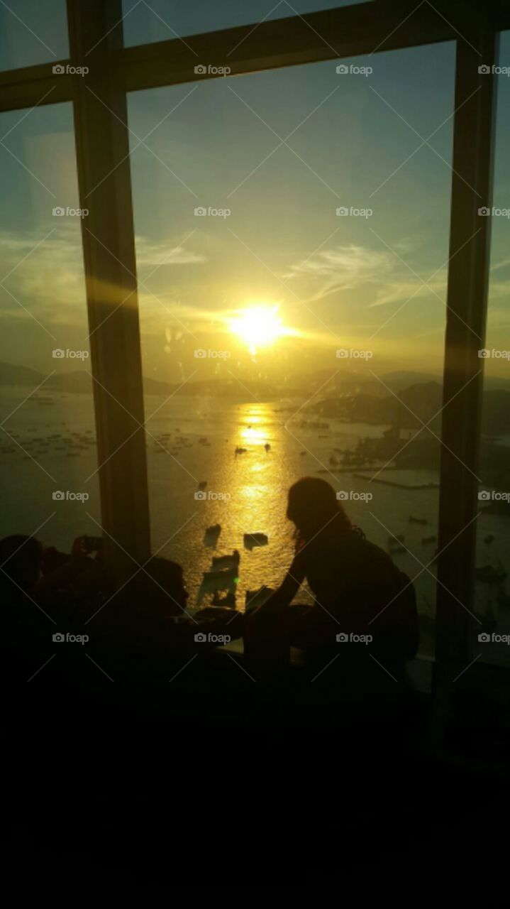 Sunset at the Harbour. Taken from sky100 building in Hong Kong