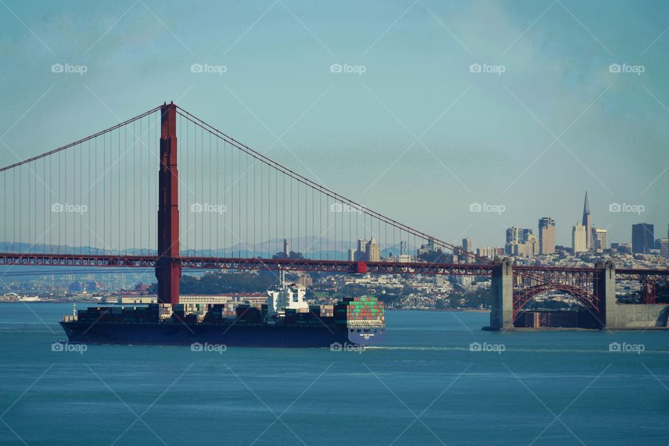 Cargo Ship Entering San Francisco Bay