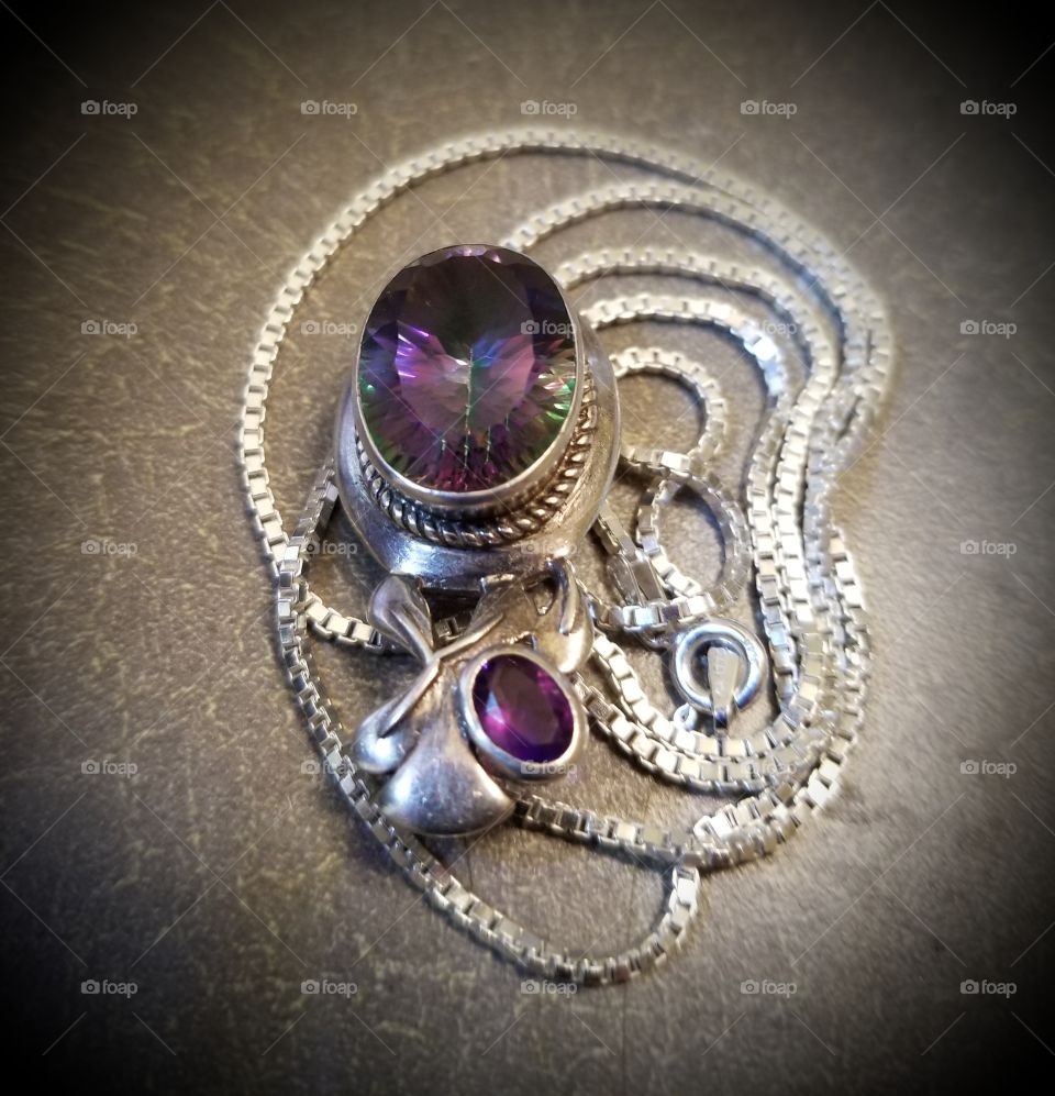 Necklace Silver and Amethyst