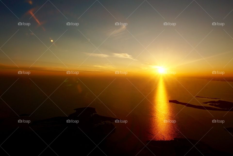 Sunset View from a helicopter 